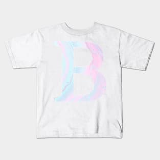 The Letter B Pink and Blue Marble Design Kids T-Shirt